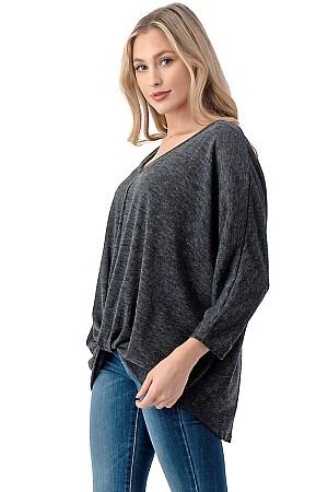 3/4 Sleeve Twist Front Top